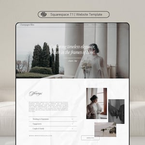 Photographer Squarespace Website Template | Luxury Wedding Photographer Website | Squarespace 7.1 Template | Modern Minimal Website Template