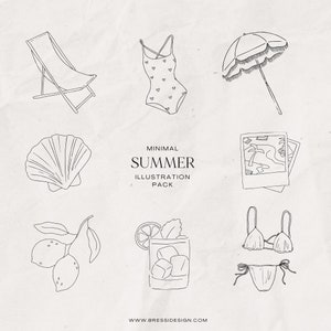 HORA DE VERANO Paquete de ilustraciones dibujadas a mano de verano en la playa / Iconos e ilustraciones de verano italianos, iconos de verano svg, arte de invitación svg, boceto