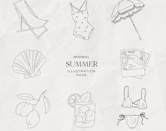 Sommer Strand Illustration Pack: Handgezeichnete italienische Icons (SVG & PNG)