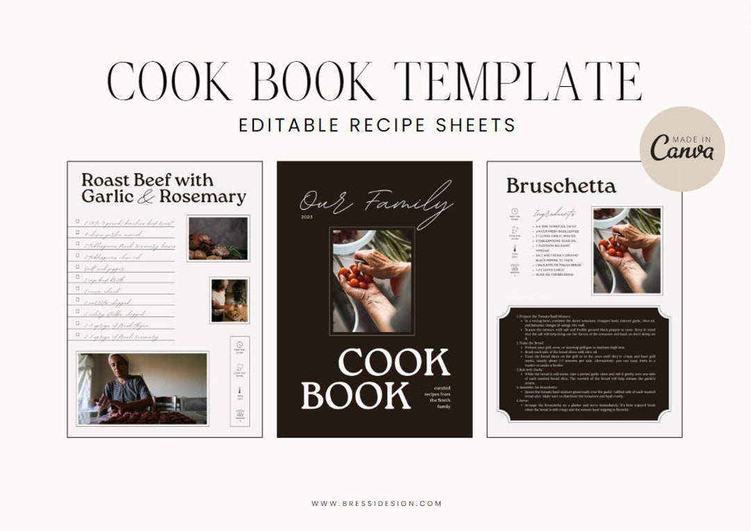 Editable Family Cookbook Template: Canva Recipe Binder (digital ...