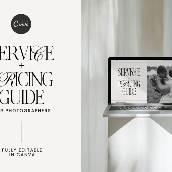 Photographer Pricing Guide Template | Services and Pricing Guide Canva Template | Wedding Photographer Service Guide | Wedding Pricing guide