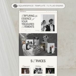 Editorial Squarespace Website Template | Luxury Wedding Photographer Website | Squarespace 7.1 | Modern Minimal Website Template