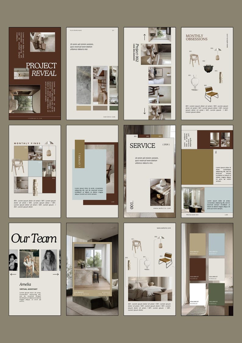 Modern Interior Design Instagram Canva Template Set | Interior Designer ...