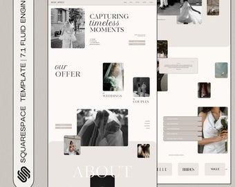 Elegant Squarespace Website Template | Wedding Photographer Website | Squarespace 7.1 Fluid Engine Template | Modern Website Template