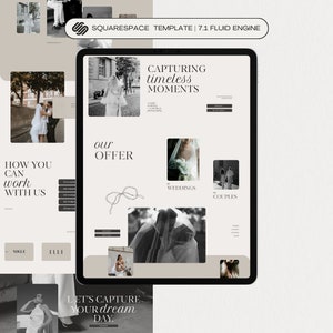 Squarespace Website Template for Wedding Photographers | Squarespace 7.1 Fluid Engine Template | Modern Website for Service Providers