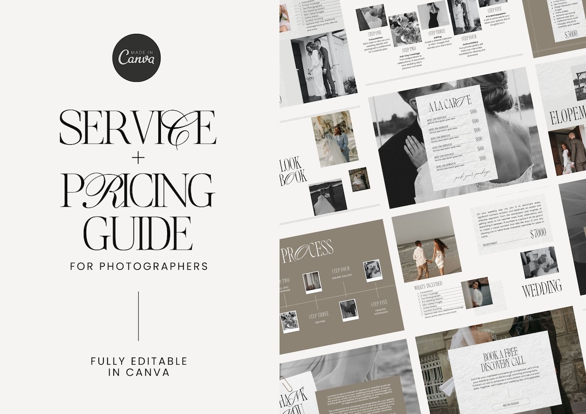Photographer Pricing Guide Template Services and Pricing Guide Canva