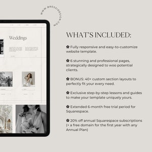Minimal Squarespace Website Template | Premium Wedding Photographer Website | Squarespace 7.1 | Modern Minimal Website Template image 4