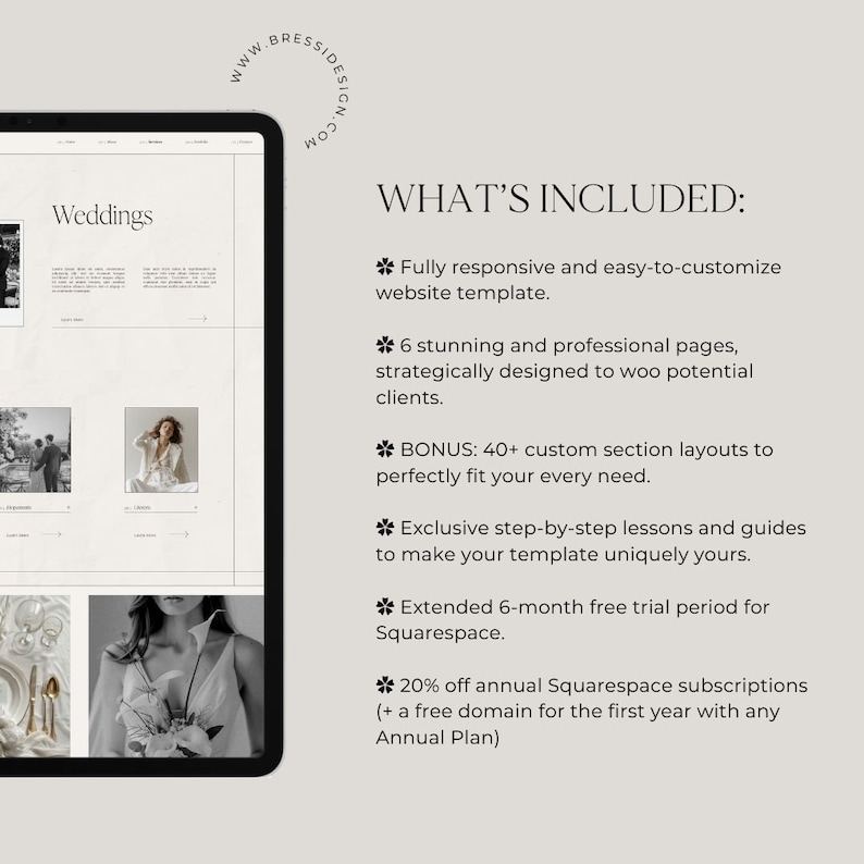 Minimal Squarespace Website Template | Premium Wedding Photographer Website | Squarespace 7.1 | Modern Minimal Website Template image 4