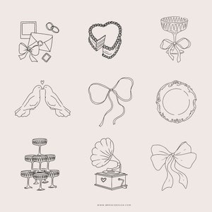 Romantic Hand-drawn wedding illustration pack | Wedding Photographer Icons & Illustrations, Wedding icons svg, Wedding Timeline Icon