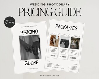 Hochzeitsfotograf Ratgeber Vorlage: Canva Preisliste (Digitaler Download)
