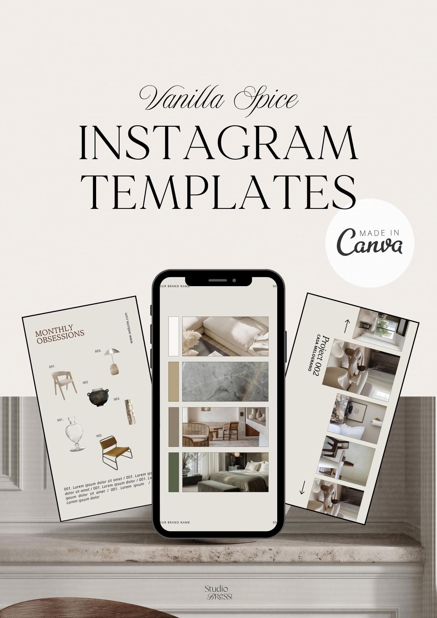 Modern Interior Design Instagram Canva Template Set | Interior Designer ...