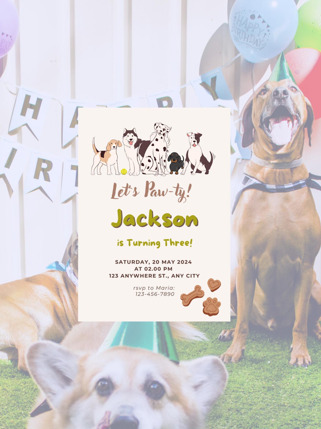 Puppy Dog Birthday Invitation | Boys Kids Dog Party Printable, Editable ...