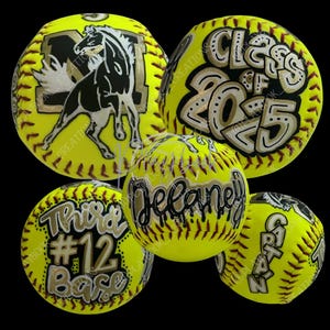 Custom Hand-Painted Softball or Baseball | Senior Night Gift | Personalized Sports Keepsake | Athlete or Coach Award | Team Gift