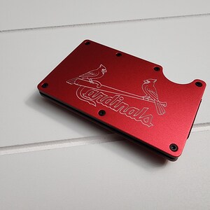 Cartera delgada de béisbol de los Saint Louis Cardinals con bloqueo RFID, JDM, de metal minimalista y aluminio