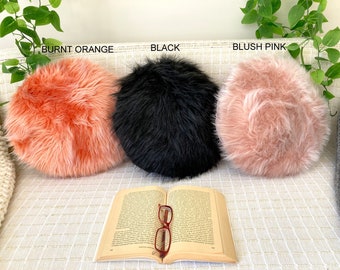 round fuzzy pillow
