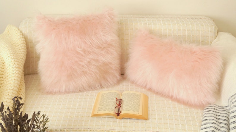 Pink faux fur pillow cover,Cute pillow,Fuzzy pillow,Cozy pillow,Home decoration,Gift,70/'s