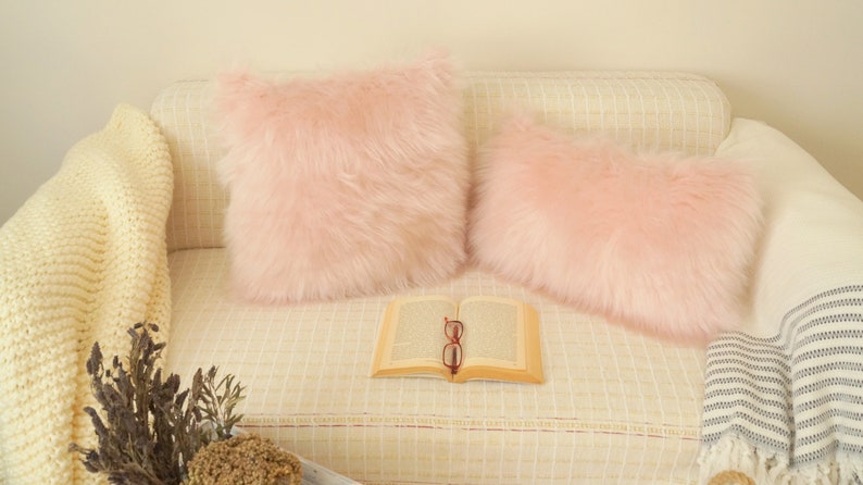 Pink faux fur pillow cover,Cute pillow,Fuzzy pillow,Cozy pillow,Home decoration,Gift,70/'s