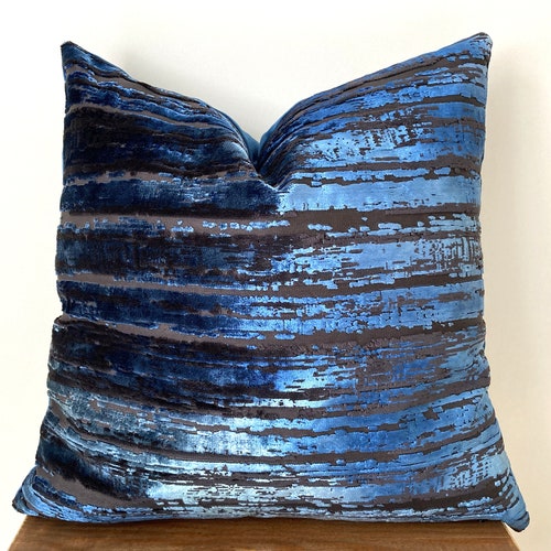 Luxury Blue Velvet Pillow Cover Pillow Case Blue Throw Etsy