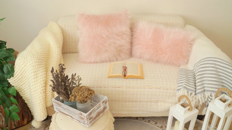 Pink faux fur pillow cover,Cute pillow,Fuzzy pillow,Cozy pillow,Home decoration,Gift,70/'s