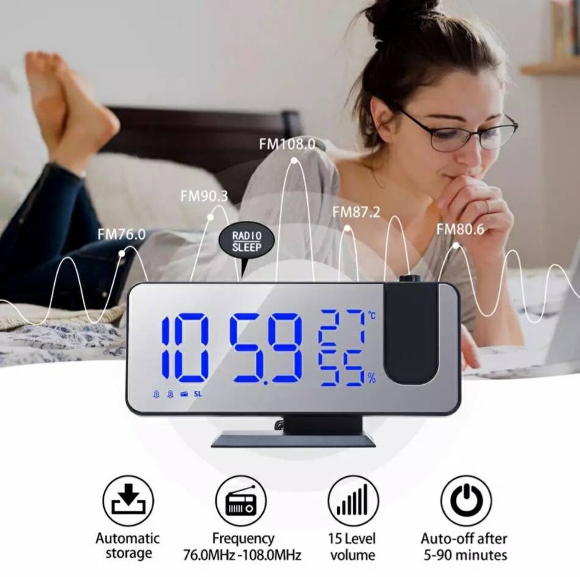 LED Mirror digital Alarm Clock Bedroom Clock Tabletop Digital | Etsy