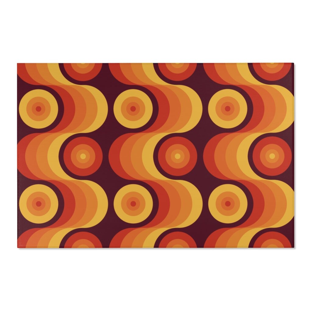 Groovy Retro 70's Pattern Design Area Rugs Orange Yellow Etsy UK