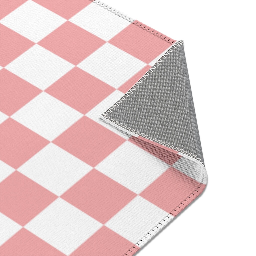 Groovy Checkered Pink & White Area Rugs Etsy