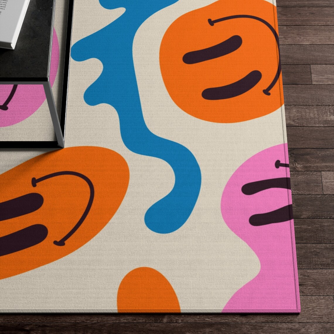 Smiley Face Trippy Area Rug, 70's Rug, Groovy Home Decor, Retro Home ...