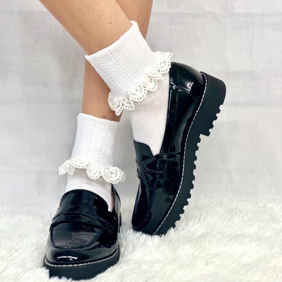6 Pairs Women's Lace Trim Ankle Socks - Cute Ruffle Vintage Style Boot Socks - View #9