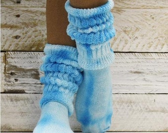 ULTIMATE Tie dye cotton slouch socks for women TURQUOISE  Made in USA, hand dyed funky 90&#39;s  Hooters slouchy cotton socks women&#39;s, tie dyed