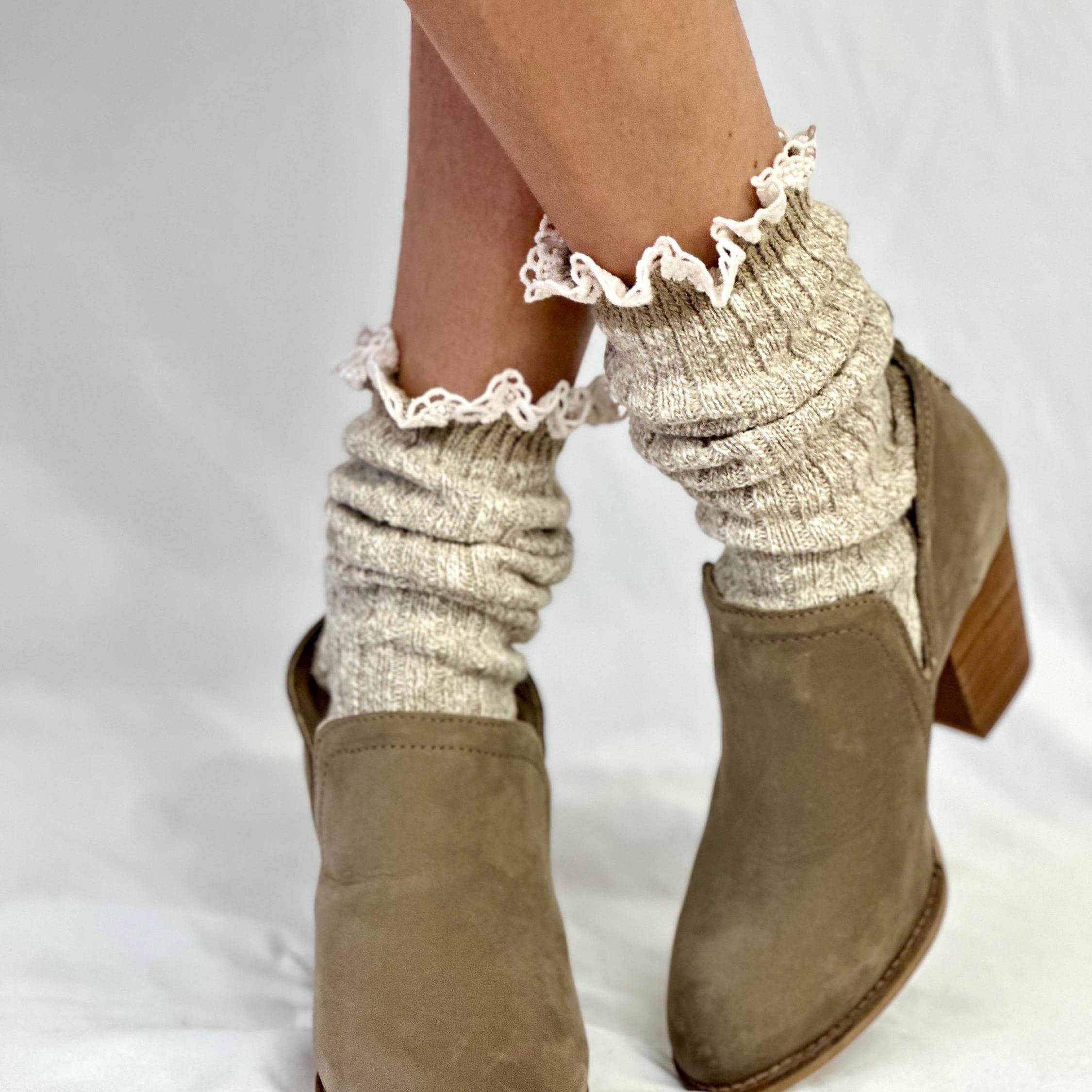 Short boot socks with lace discount