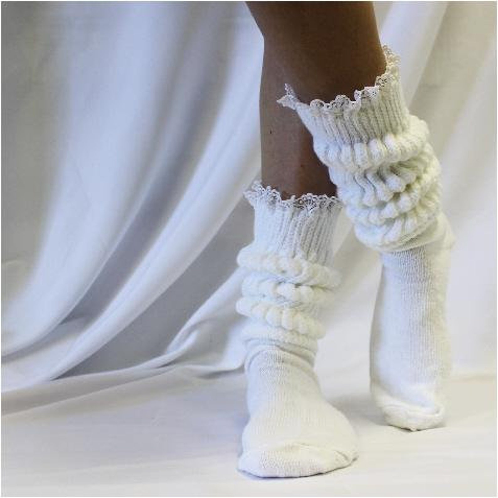Super Thick Cotton Lace Slouch Socks for Women Hooter's Etsy