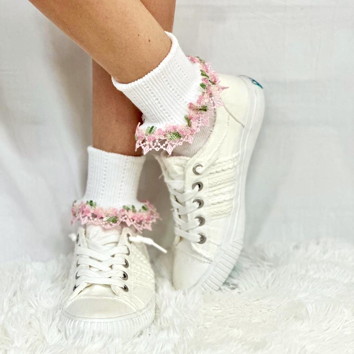 Calzini Principessa Con Volant E Pizzo Per Bambine - Confezione 6 Paia, Bianco E Colorati - Foto 7