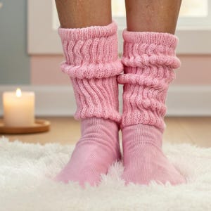 Made USA ULTIMATE XL foot shorter cotton slouch sock - ( Colors ) knitted 10-14 size adult  men, women unisex -  comfy lounge socks adults