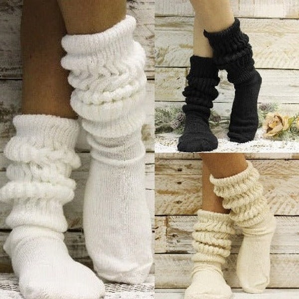 3 sock bundle  - ULTIMATE  cotton scrunchy comfort slouch socks women, American Made, quality slouch socks, 90's 80's. thick cotton scrunch