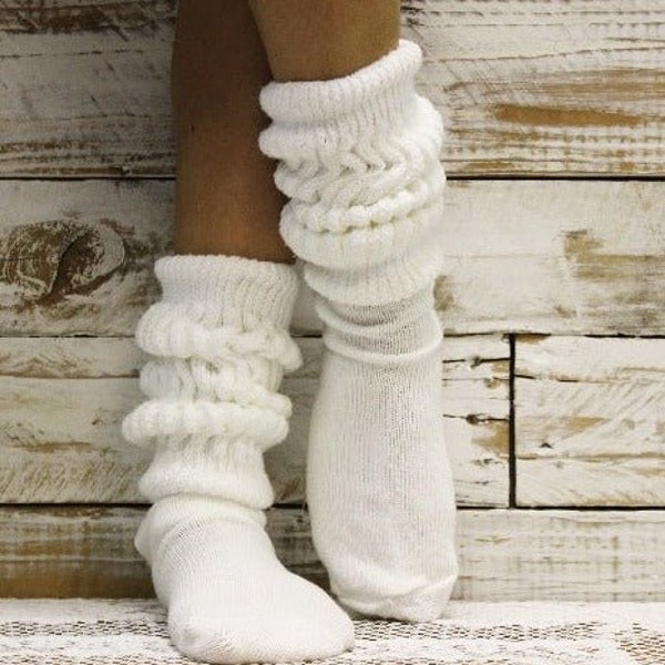 ULTIMATE  cotton scrunchie utmost comfort slouch socks women - white, American Made,  paramount quality thick slouch socks