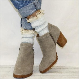 ORGANIC lace boot socks - Carolina blue, USA MADE, soft, eco friendly hosiery women&#39;s, sustainable fashion, cute socks