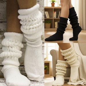 USA Made ULTIMATE 3 sock bundle  cotton socks scrunchy comfort slouch socks women, quality slouch socks, 90's 80's. thick cotton chunky