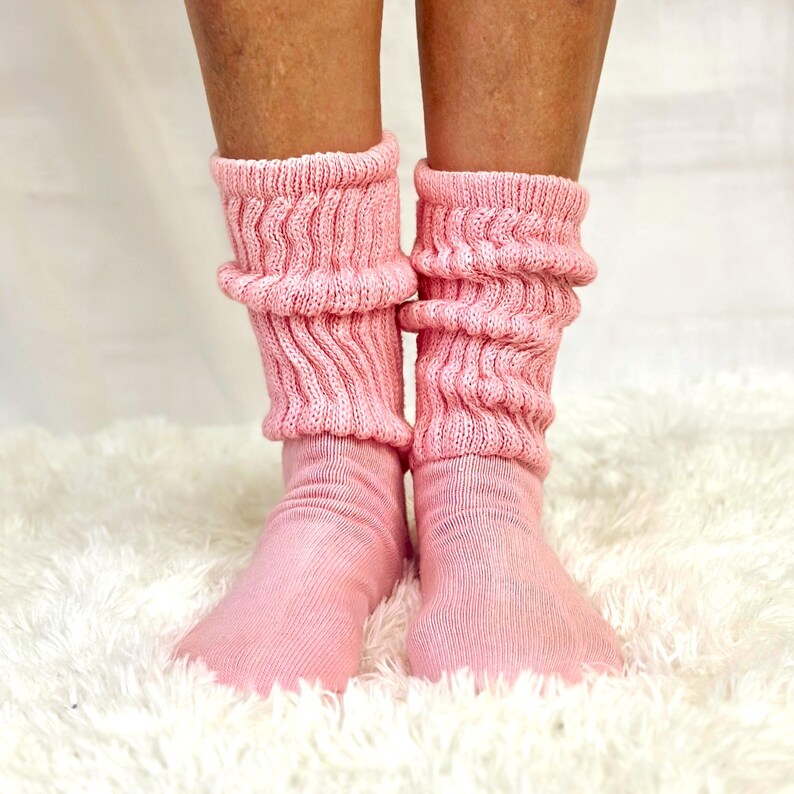 Large Size Slouch Socks Unisex, Made in USA Thick Shorter Cotton ...