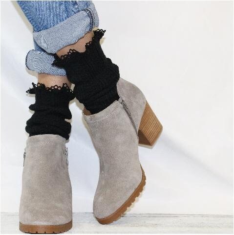 Black Lace Slouch Socks for Booties. Womens Fall Fasion, Made USA Slouch Socks, Quality Lace Hosiery