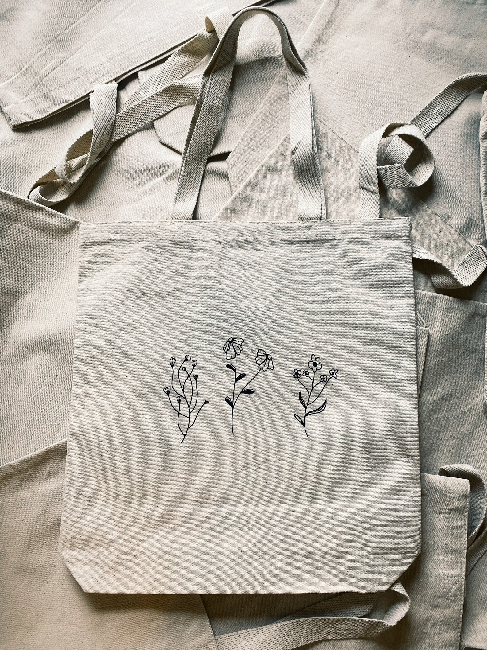 Wildflower canvas tote bag Etsy