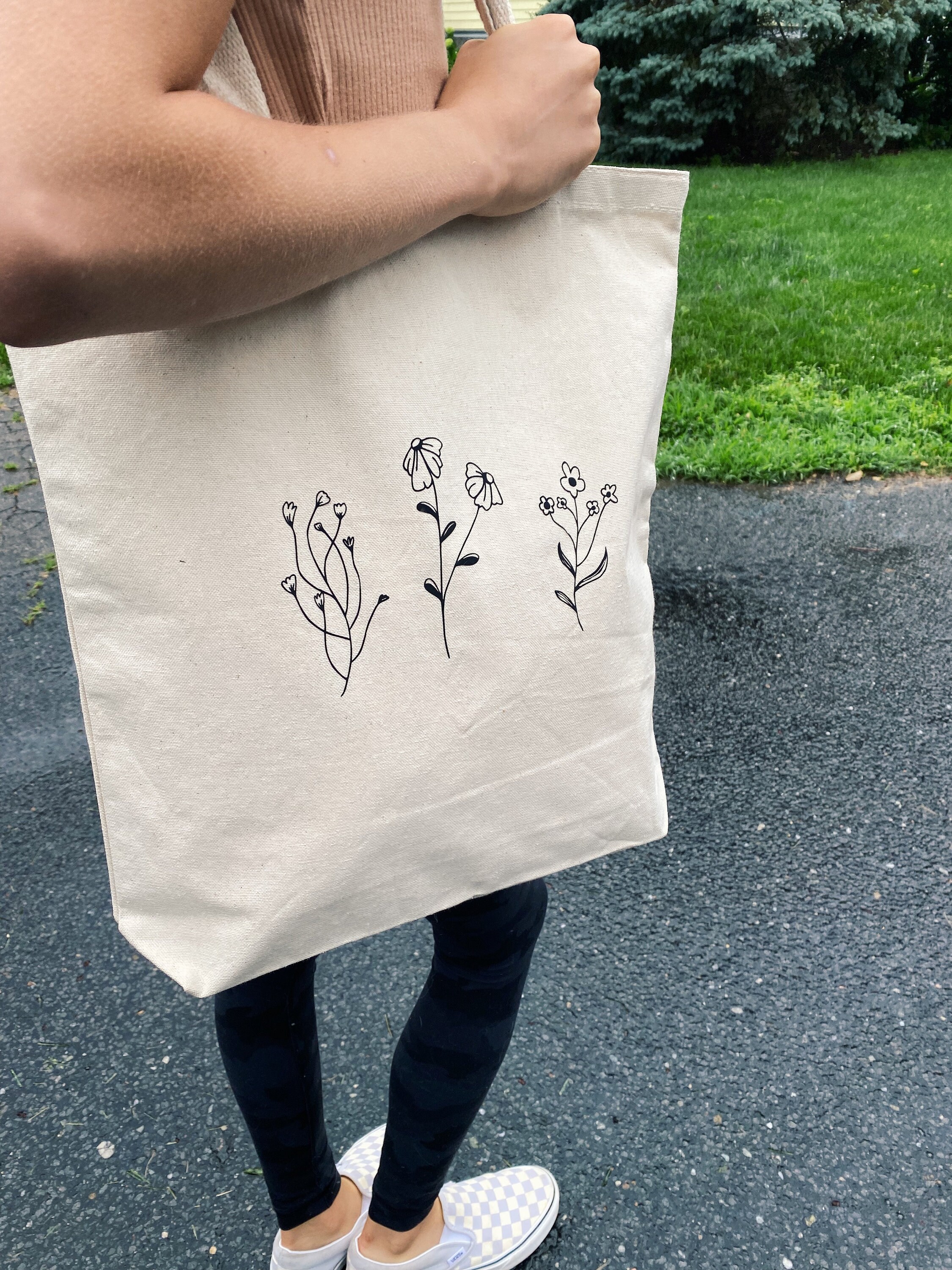 Wildflower canvas tote bag Etsy