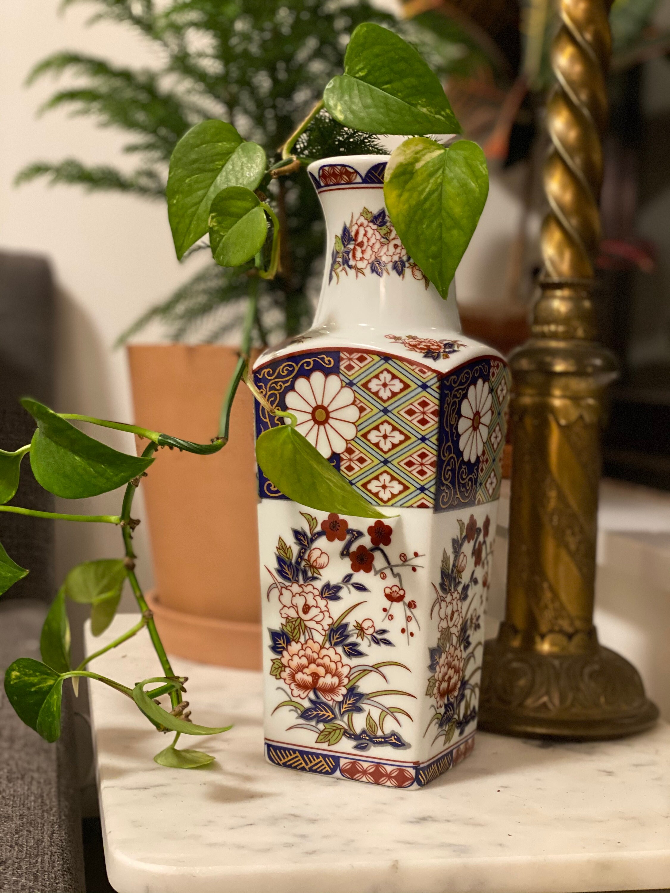 Porcelain Chrysanthemum Vase Japanese Etsy
