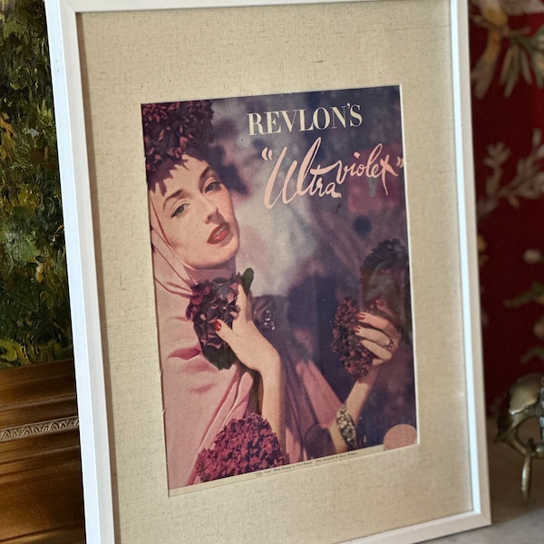 Framed 1900s Vintage Revlon & Harry Winston Ad