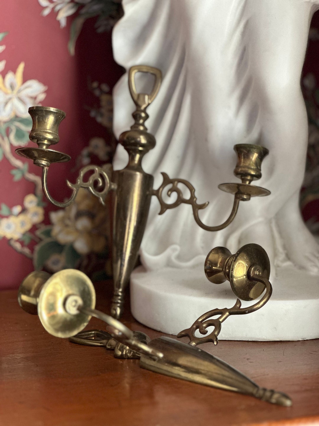 Brass Taper Candle Wall Sconce Etsy