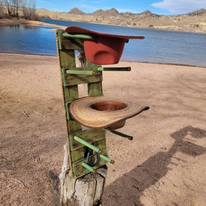 4 Cowboy Hat Vertical Wall Rack | Rustic Western Hat Display | Handcrafted Wooden Organizer | Space-Saving Home Decor | Made in USA