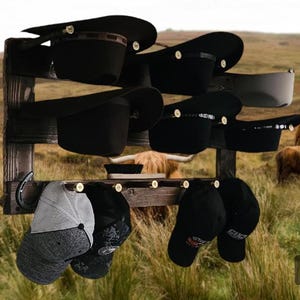 6 Cowboy Hat Rack | Cowboy Hat Holder | Rustic Western Hat Display | Handcrafted Wooden Organizer | Space-Saving Home Decor | Made in USA