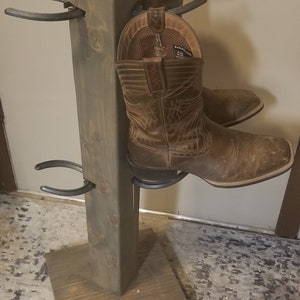 Cowboy Boot Rack: 4-Pair Horseshoe Boot Tree