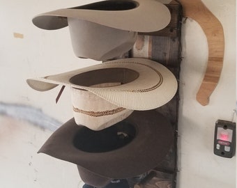 3 Hat Vertical Functional Western Decor Cowboy Hat Rack