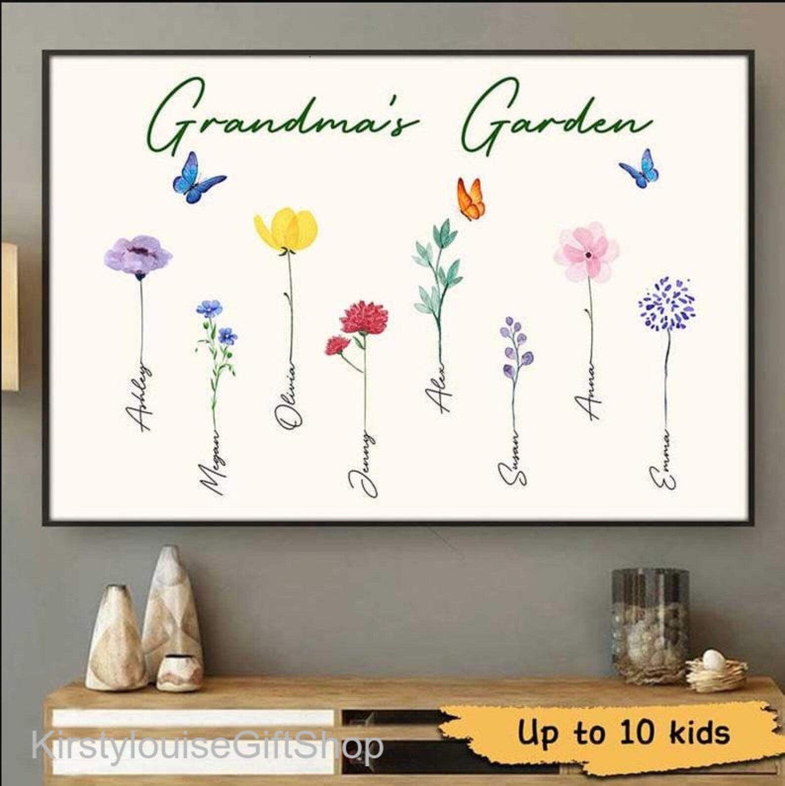 Personalized Grandma's Garden Canvas Print Flowers Etsy