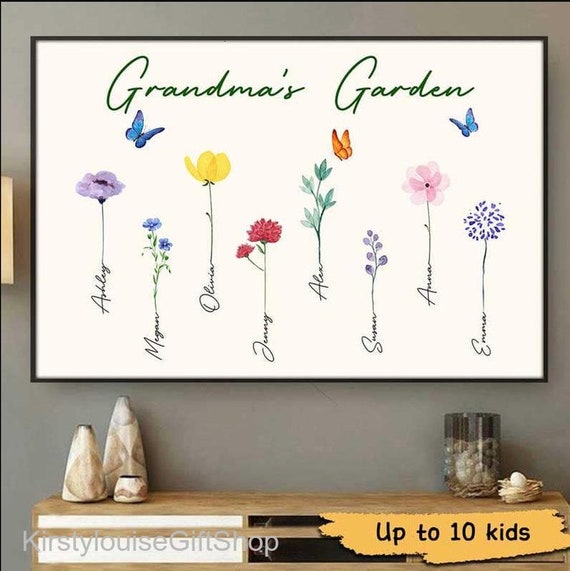 Personalized Grandma's Garden Canvas Print Flowers Etsy